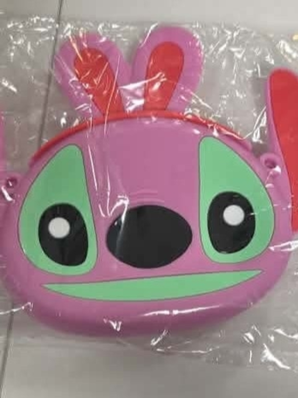 Pink Stitch Face Kids Crossbody Purse with Green Accents